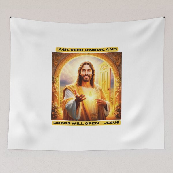 Item preview, "Ask, seek, knock, and doors will open" - Jesus designed and sold by STO1KA.