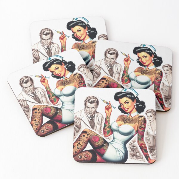 Item preview, Retro Tattooed Nurse designed and sold by PulpVintage.