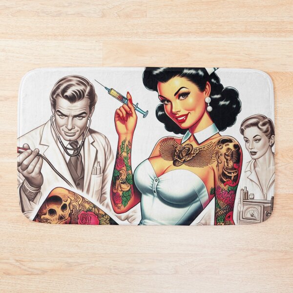 Item preview, Retro Tattooed Nurse designed and sold by PulpVintage.