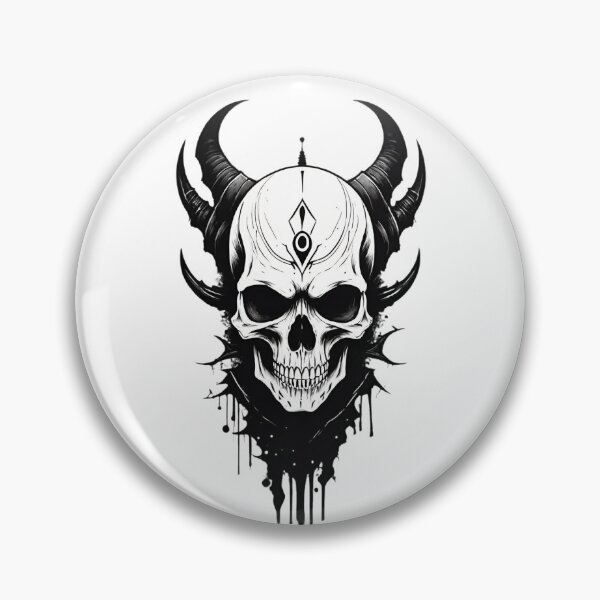 Item preview, Black & White Horned Metalhead Tribal Skull Graphic  designed and sold by DopeStick.