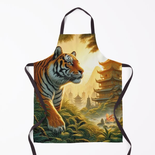 Item preview, Tiger and butterfly, plants, flowers, nature, pagoda, China designed and sold by Sugar Wisdom .