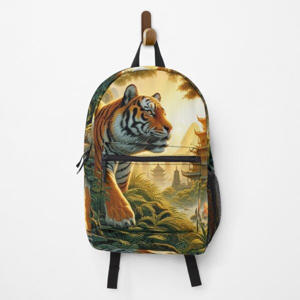Item preview, Tiger and butterfly, plants, flowers, nature, pagoda, China designed and sold by Sugar Wisdom .