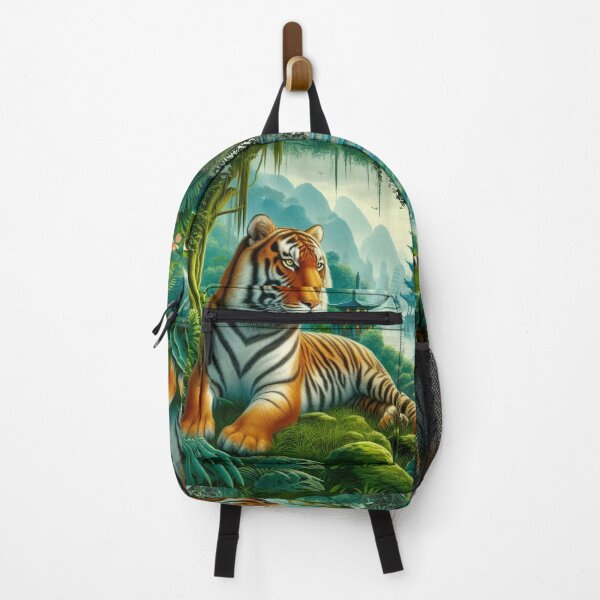 Item preview, Tiger and butterfly, plants, flowers, nature, pagoda, China designed and sold by Sugar Wisdom .