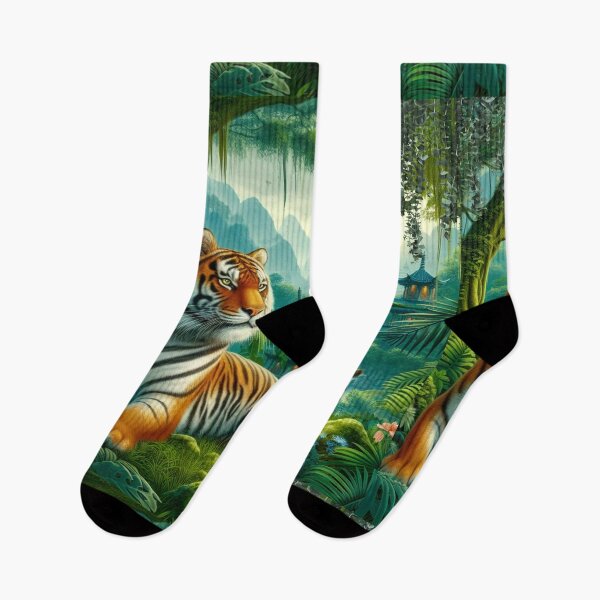 Item preview, Tiger and butterfly, plants, flowers, nature, pagoda, China designed and sold by Sugar Wisdom .