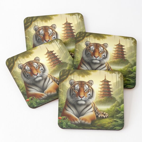 Item preview, Tiger and butterfly, plants, flowers, nature, pagoda, China designed and sold by Sugar Wisdom .