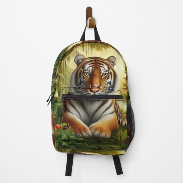 Item preview, Tiger and butterfly, plants, flowers, nature, pagoda, China designed and sold by Sugar Wisdom .