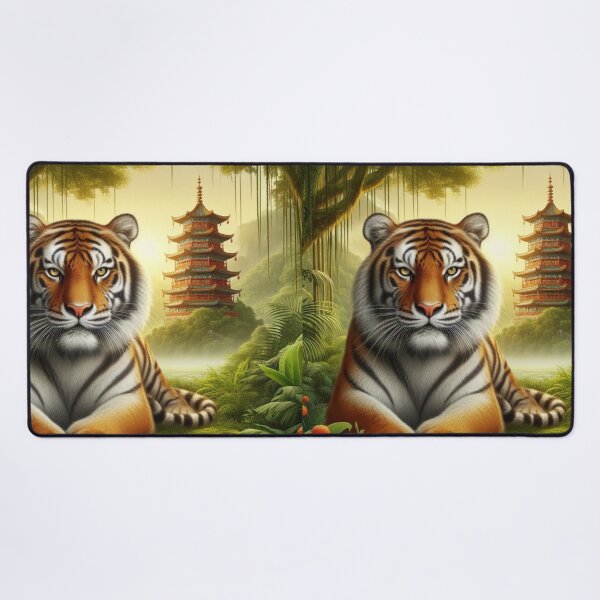 Item preview, Tiger and butterfly, plants, flowers, nature, pagoda, China designed and sold by Sugar Wisdom .