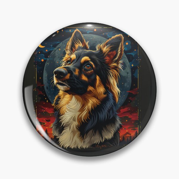 Artikelvorschau, Deutscher Schäferhund-Grafikdesign mit Mond und Sternen entworfen und verkauft von CarpanaBay.