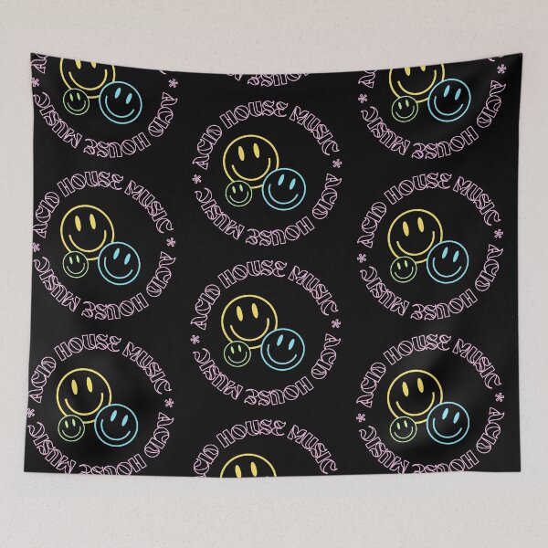 Item preview, ACID HOUSE  - Circular Font With 3 Smileys (pink/blue/green)  designed and sold by Discothreadz.