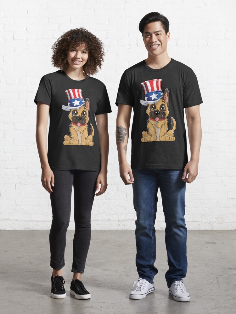 German Shepherd American Flag Hat T shirt 4th of July Dog Essential T-Shirt  for Sale by LiqueGifts