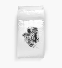 Astronaut Jellyfish Surrealism Line Art Duvet Cover