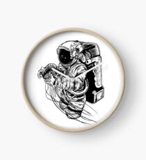 Astronaut Jellyfish Surrealism Line Art Clock