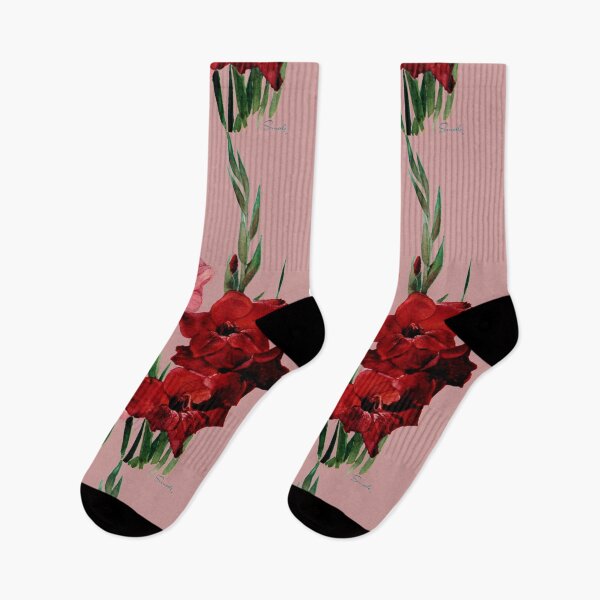 Aperçu de l'œuvre roses trémières vintage créée et vendue par The kitschy Citrus.