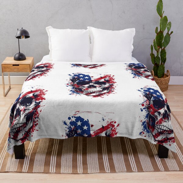 Item preview, American Flag Independence Day Themed Skull v11 | Phone case, Blanket, Classic T-shirt designed and sold by BuzzworthyShop.