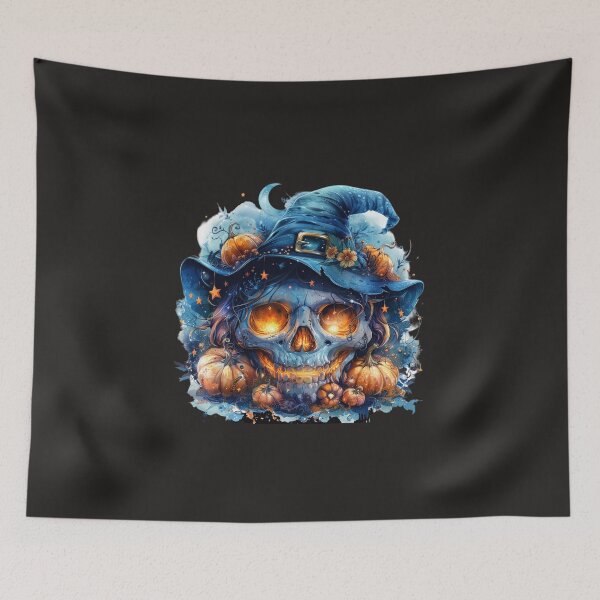 Item preview, Halloween Scary Witch Skull Design Pattern with Pumpkin designed and sold by CarpanaBay.