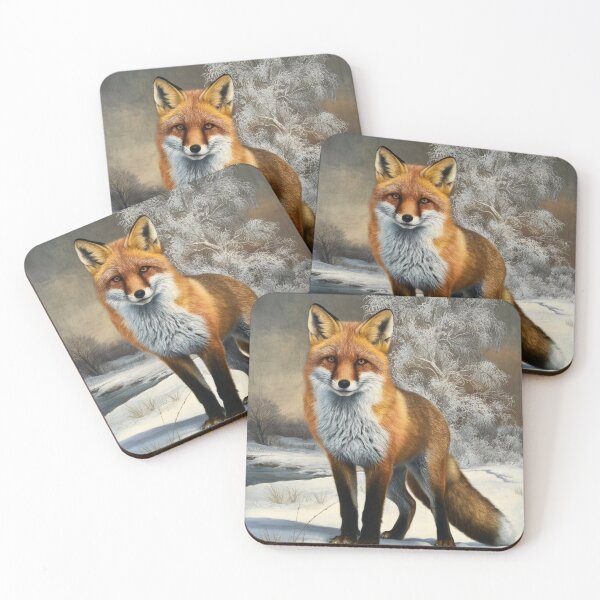 Artikelvorschau, Fuchsporträt. Winterfuchs, Fuchsgemälde, Leonardo da Vinci-Stil entworfen und verkauft von FoxVibes.