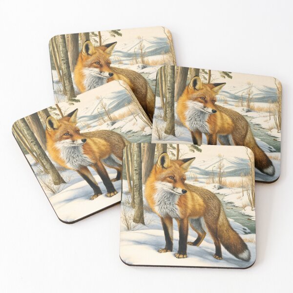 Artikelvorschau, Fuchsporträt. Winterfuchs, Fuchsgemälde, Leonardo da Vinci-Stil entworfen und verkauft von FoxVibes.