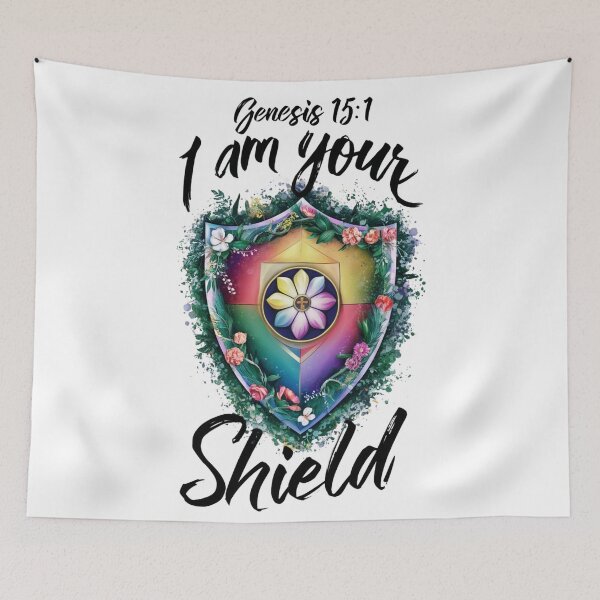Item preview, I AM Your Sheild, Genesis 15:1, Sheild with Flowers Art designed and sold by Faithloveshop.