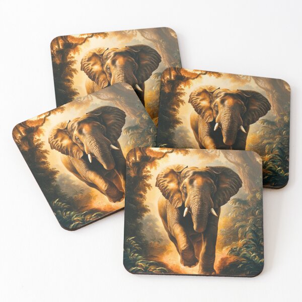 Item preview, Elephant Portrait. Elephant painting, wild elephant, running elephant, vintage elephant, Rembrandt van Rijn style designed and sold by ElephantVibes.