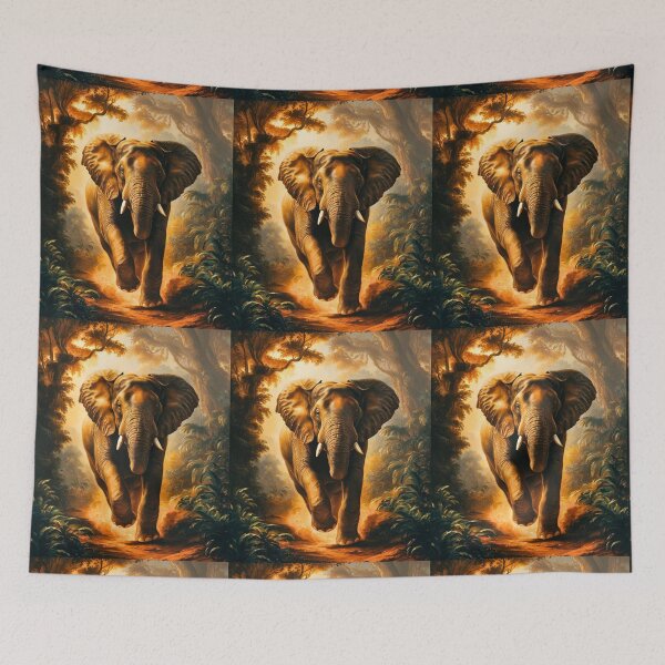 Item preview, Elephant Portrait. Elephant painting, wild elephant, running elephant, vintage elephant, Rembrandt van Rijn style designed and sold by ElephantVibes.