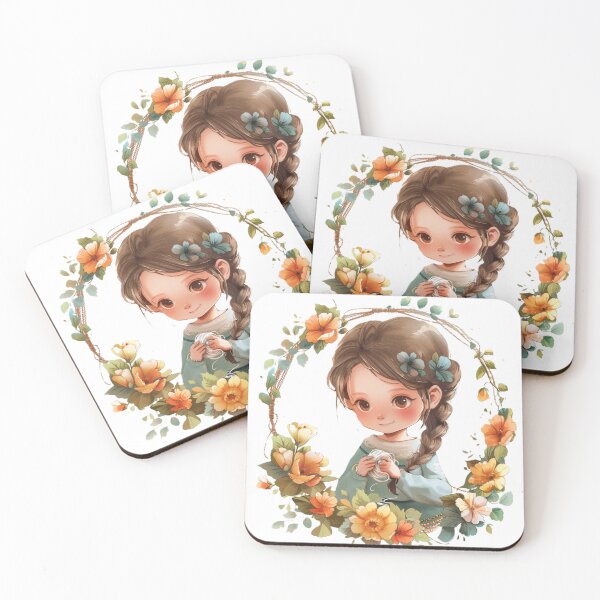Item preview, Starting Simple Chibi Girl Knitter with Flowers  designed and sold by ANotiontoKnit.