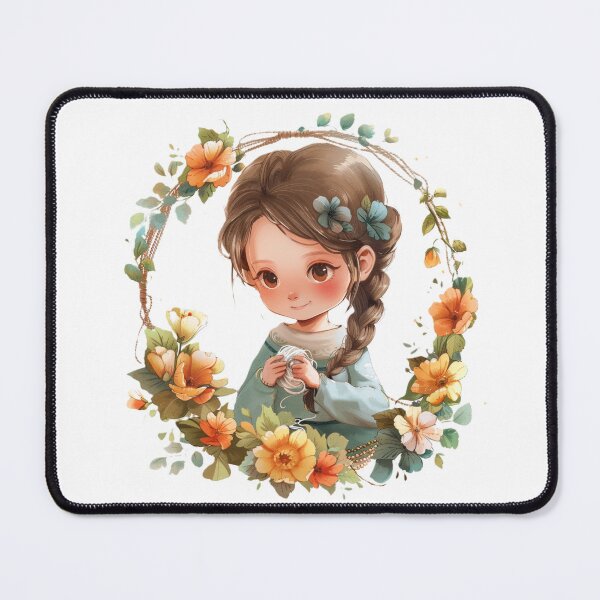 Item preview, Starting Simple Chibi Girl Knitter with Flowers  designed and sold by ANotiontoKnit.