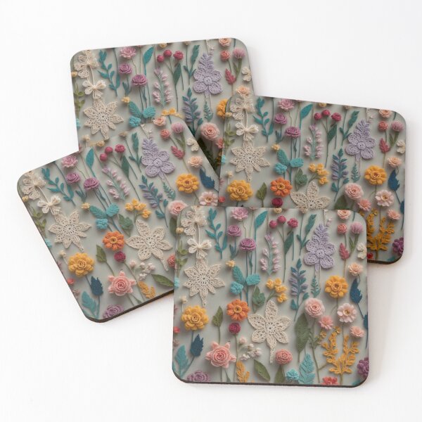 Item preview, Whimsical Colorful 3D Crochet Flowers Art Design designed and sold by jukara4488.