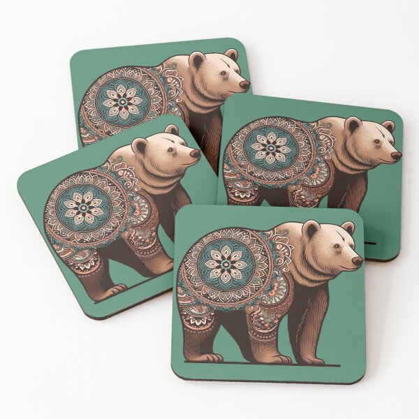 Item preview, Earthly Mandala Bear Protector - Elegant Bear Art with Exquisite Mandala Backdrop designed and sold by Studio70Nine.