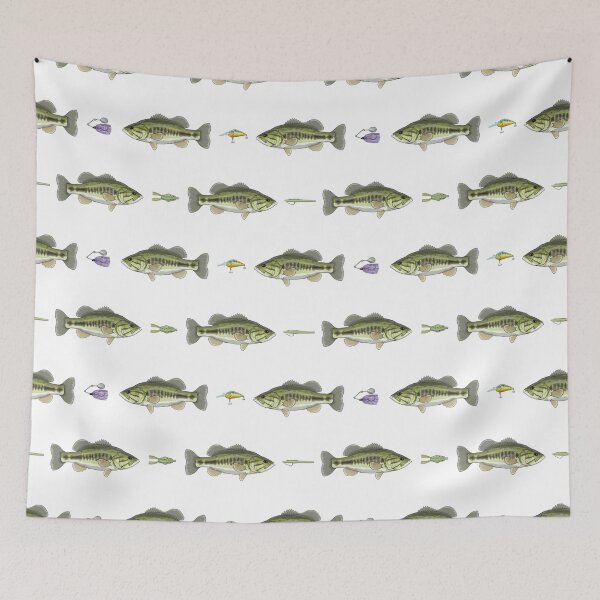 Item preview, Largemouth Bass & Lures Pattern designed and sold by Marathon-Rana.