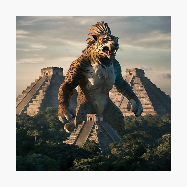 Item preview, The Kaiju Jaguar, towering over a dense Mexican jungle designed and sold by Titan33.
