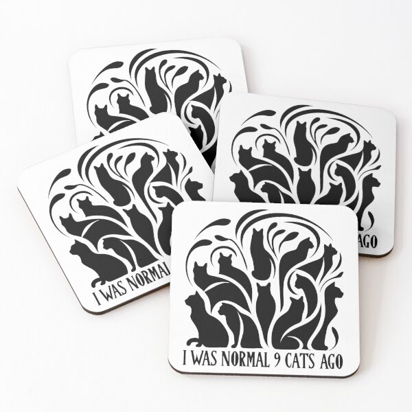 Item preview, I Was Normal 9 Cats Ago black silhouettes designed and sold by SparkleShack.