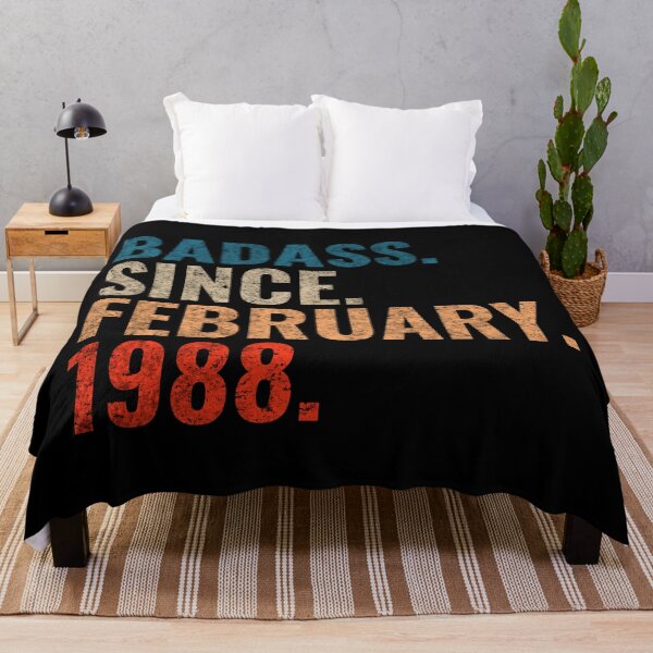 Item preview, Badass since February 1988 Vintage 1988 February birthday gift distress design designed and sold by Teelogic.