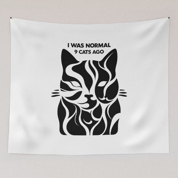 Item preview, I Was Normal 9 Cats Ago striped cat designed and sold by SparkleShack.