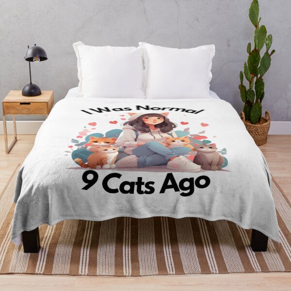 Item preview, I Was Normal 9 Cats Ago Cute cat girl designed and sold by SparkleShack.