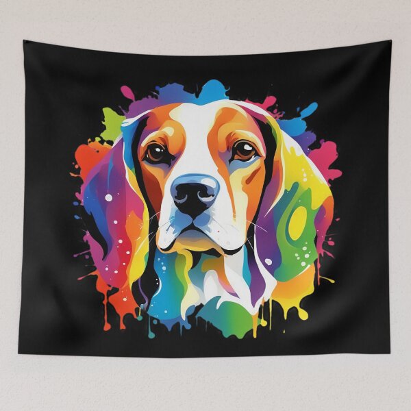 Item preview, Vibrant Rainbow Beagle Portrait Design For Dog Lovers designed and sold by kakarikihill.