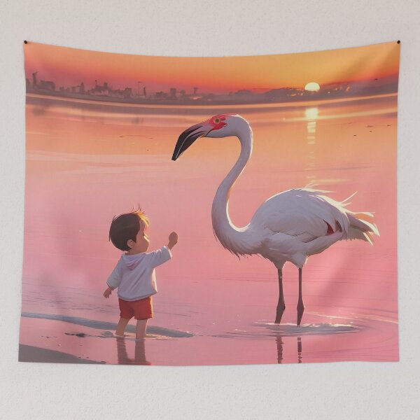 Item preview, Little boy and pink flamingo Camargue designed and sold by Astralia.