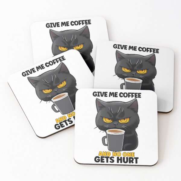 Item preview, Give Me The Coffee And No One Gets Hurt, Black Cat, Coffee Lover Funny designed and sold by Porcupine Tees ⭐⭐⭐⭐⭐.