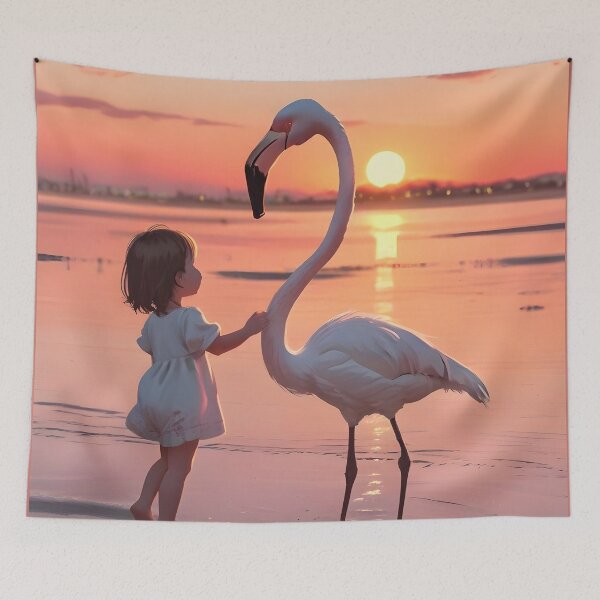 Item preview, Little girl and pink flamingo Camargue designed and sold by Astralia.