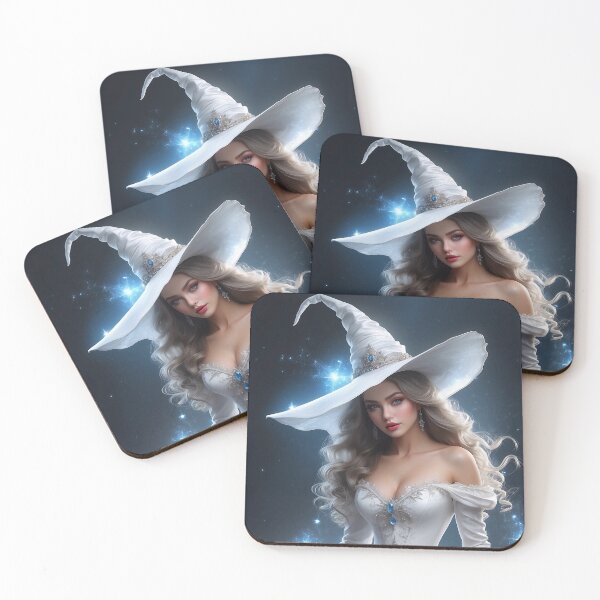Item preview, A fantastic beautiful witch, in white prom witch dress paintings with a mysterious touch, designed and sold by WhiteDoveArt.