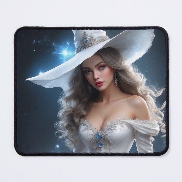 Item preview, A fantastic beautiful witch, in white prom witch dress paintings with a mysterious touch, designed and sold by WhiteDoveArt.