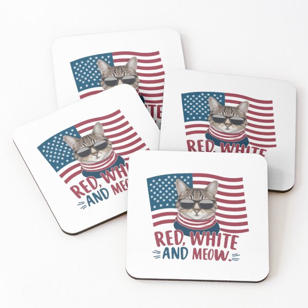 Item preview, red white and meaw, cat american flag, cat red white and meaw designed and sold by venavar.