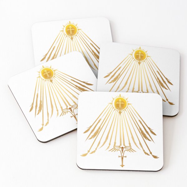 Item preview, sun with rays coming out of it with a golden cross on a white background designed and sold by Enga6.