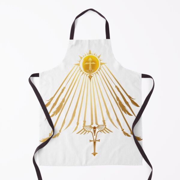 Item preview, sun with rays coming out of it with a golden cross on a white background designed and sold by Enga6.
