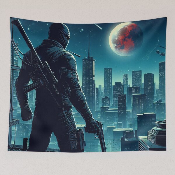 Item preview, Modern Comic Art, Ninja on the Roof 3 designed and sold by Salimgor Hangaround Music.
