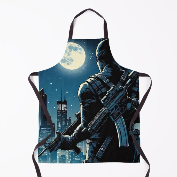 Item preview, Modern comic art, ninja on the roof with gun designed and sold by Salimgor Hangaround Music.