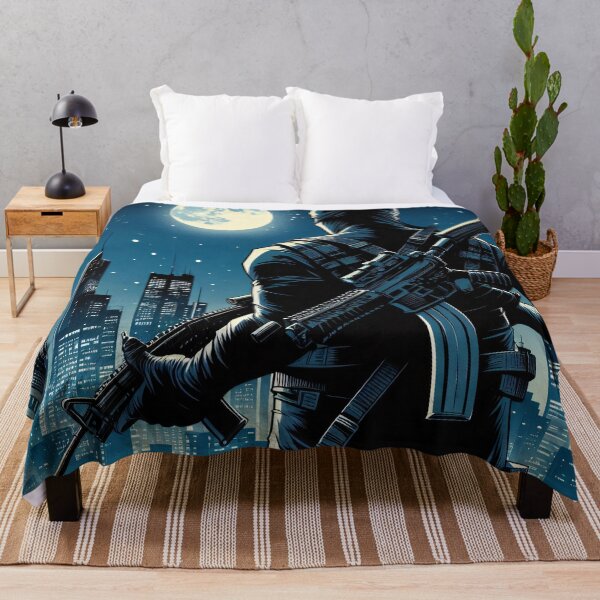Item preview, Modern comic art, ninja on the roof with gun designed and sold by Salimgor Hangaround Music.