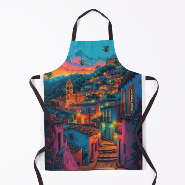 Item preview, Colorful sunset over quaint old town street designed and sold by Artessie.