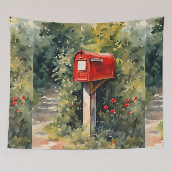 Item preview, Vintage Charm: Colorful Watercolor Mailbox designed and sold by REALDesign-Shop.