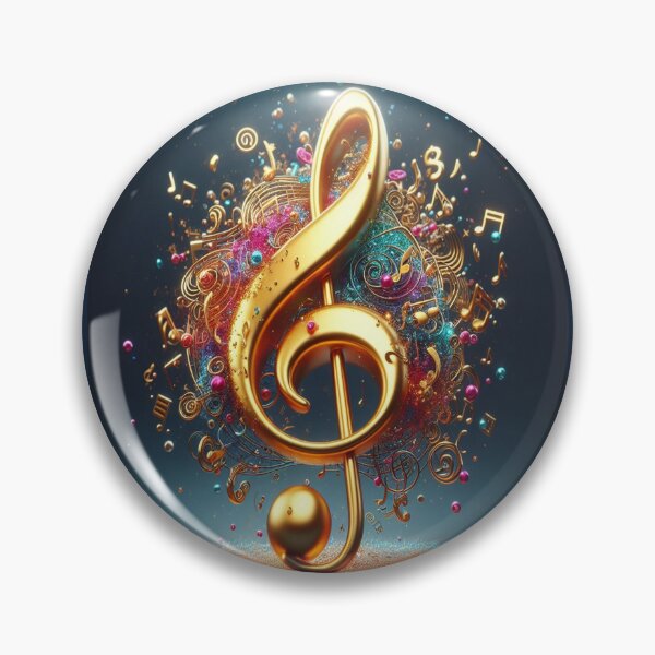 Item preview, Pretty In Pink & Turquoise A Gold Treble Clef  AI Generated designed and sold by BrightrDayMusicArt.
