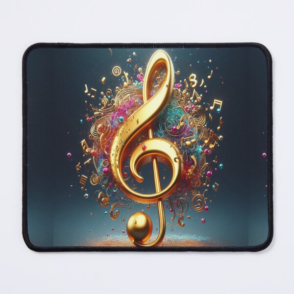 Item preview, Pretty In Pink & Turquoise A Gold Treble Clef  AI Generated designed and sold by BrightrDayMusicArt.